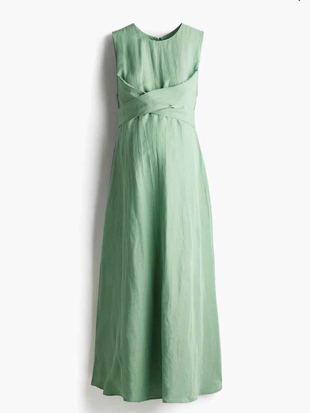 EUC H&M Mama Womens Large Green Linen Blend Maternity Nursing Dress